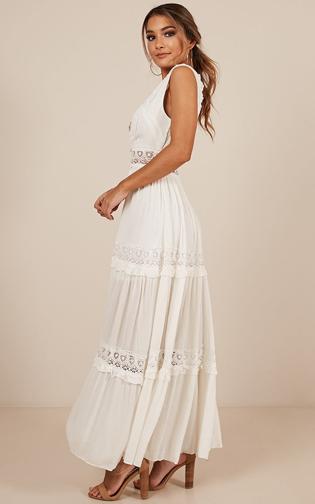Thrills And Spills Maxi Dress In White