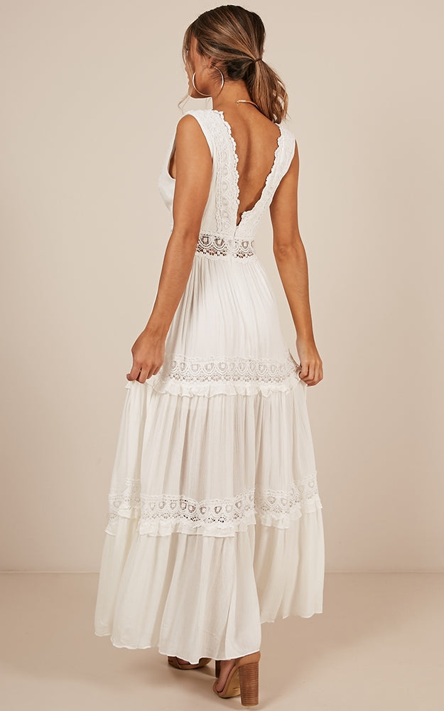 Thrills And Spills Maxi Dress In White