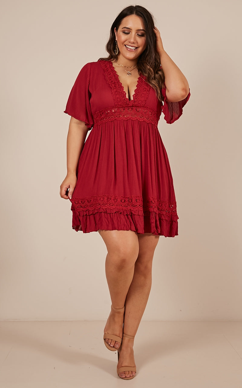 True To You Dress In Wine