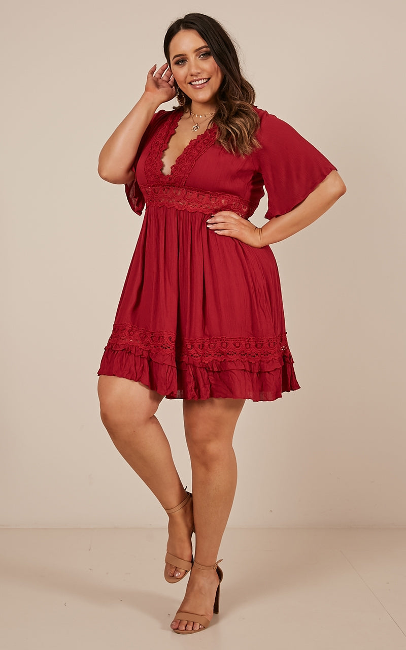 True To You Dress In Wine