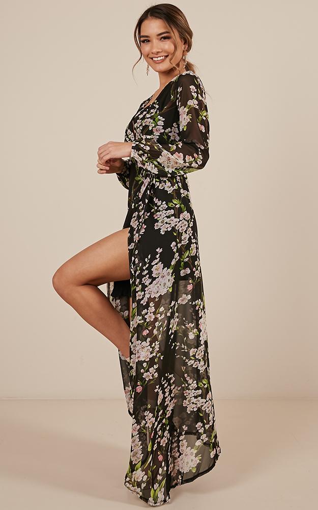 Autumn Falls Maxi Dress In Black Floral