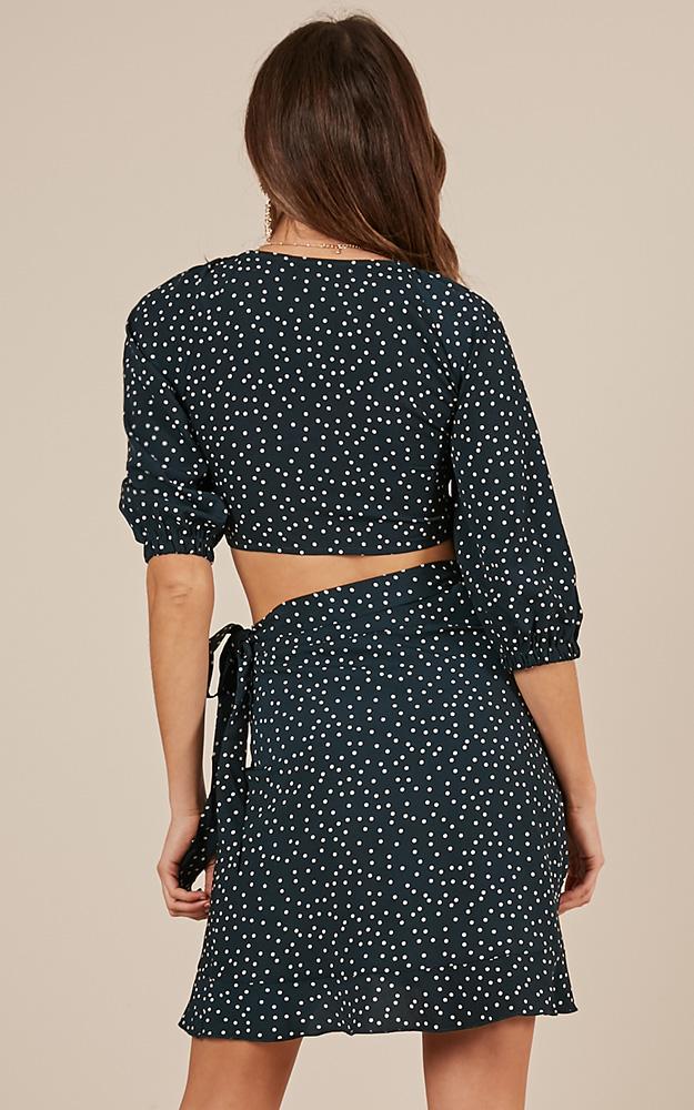 Feeling Sentimental Two Piece Set In Forest Green Spot
