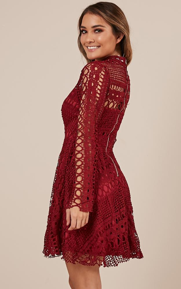 Made With Love Dress In Wine Crochet