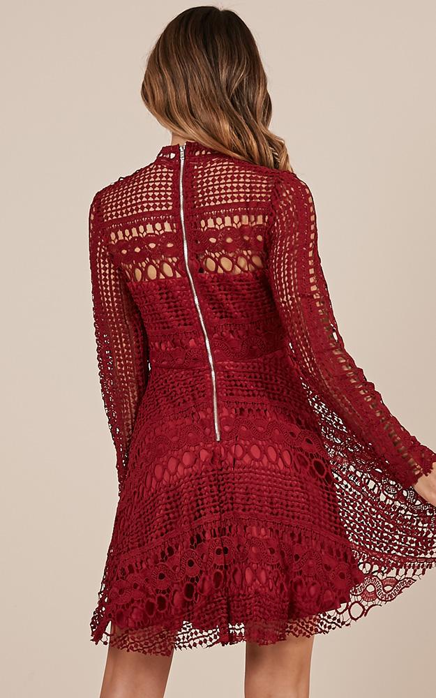 Made With Love Dress In Wine Crochet