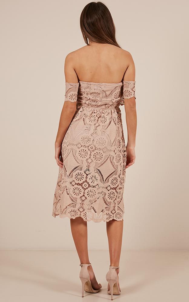 Get Ready Dress In Beige Lace