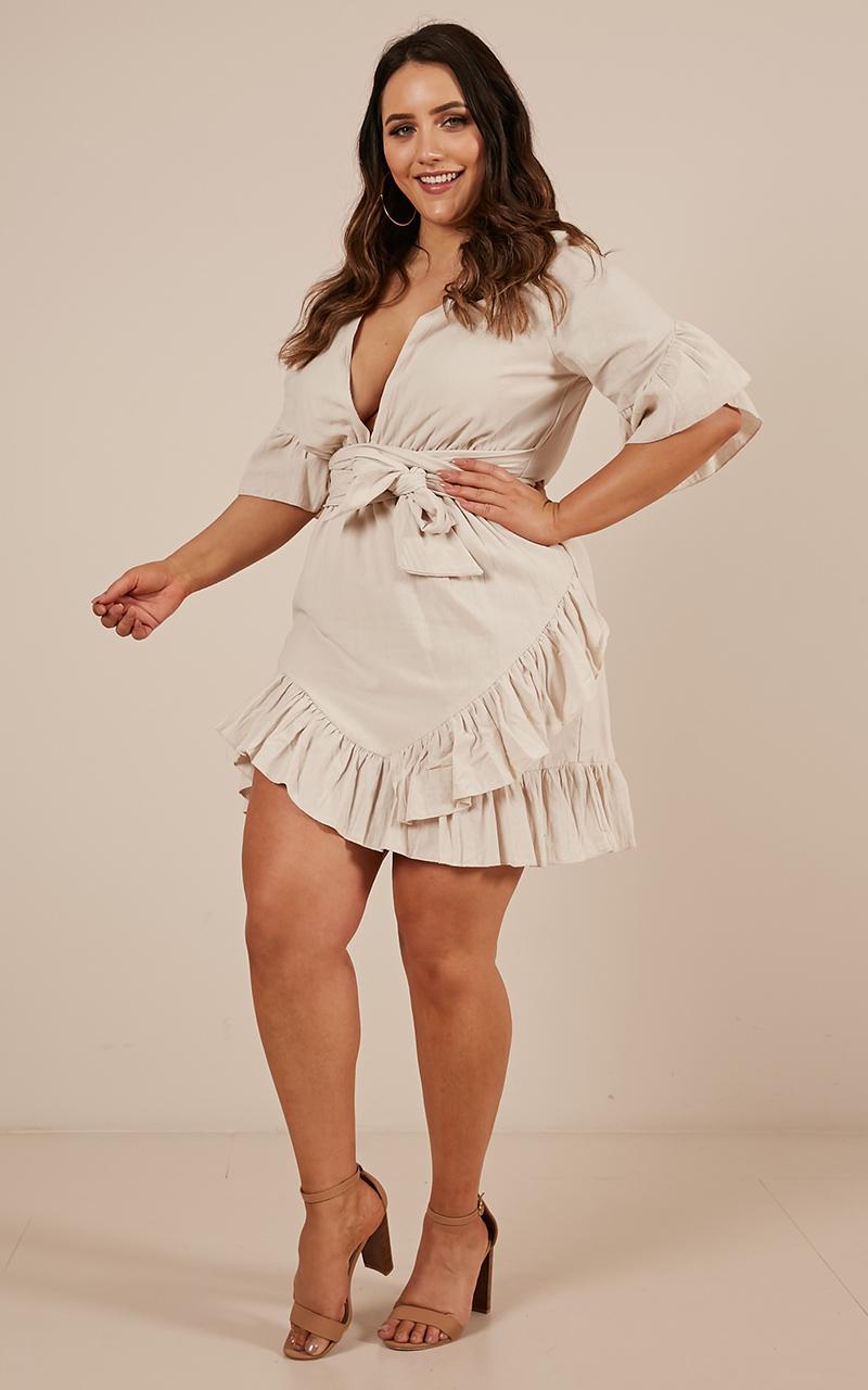 Free Mind Dress In Beige Linen Look