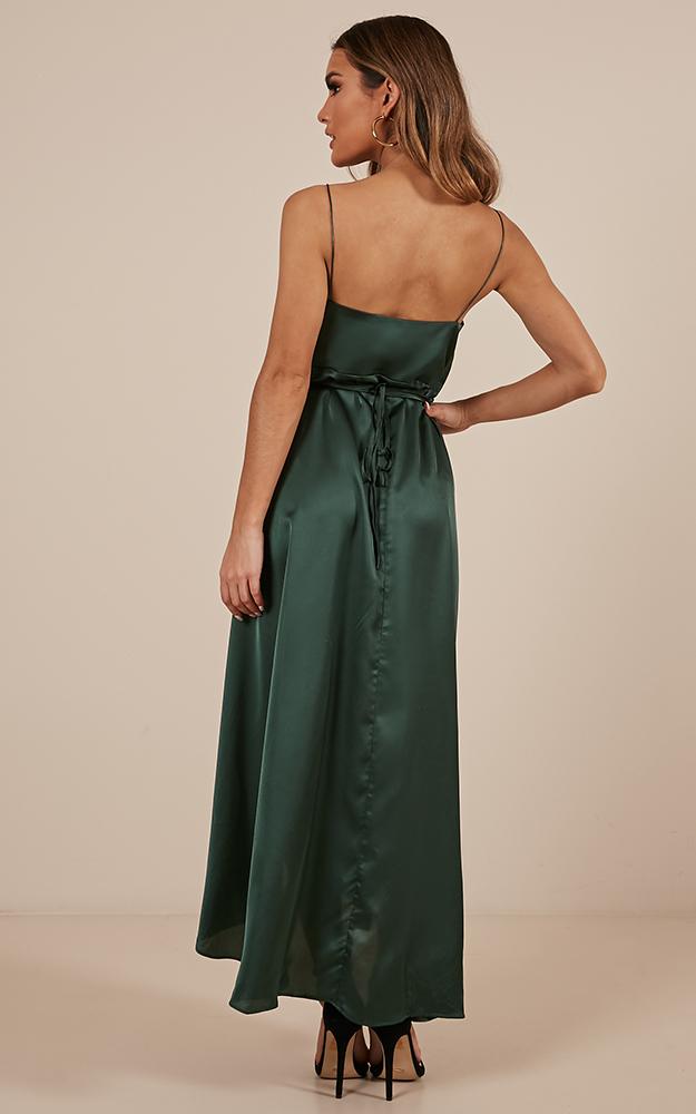 The Countess Dress In Emerald Satin
