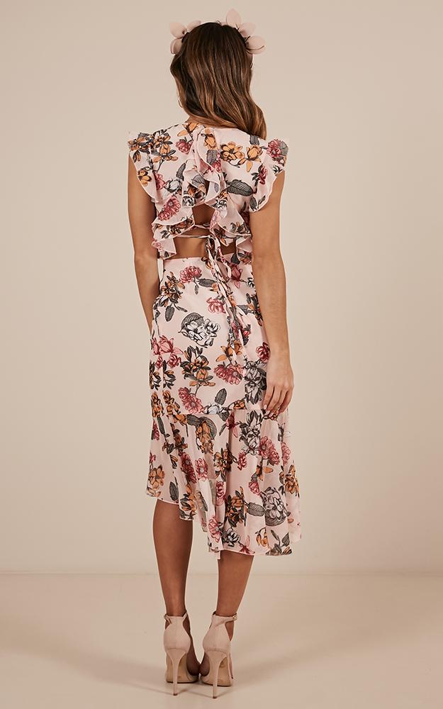 Tighten The Strings Dress In Blush Floral