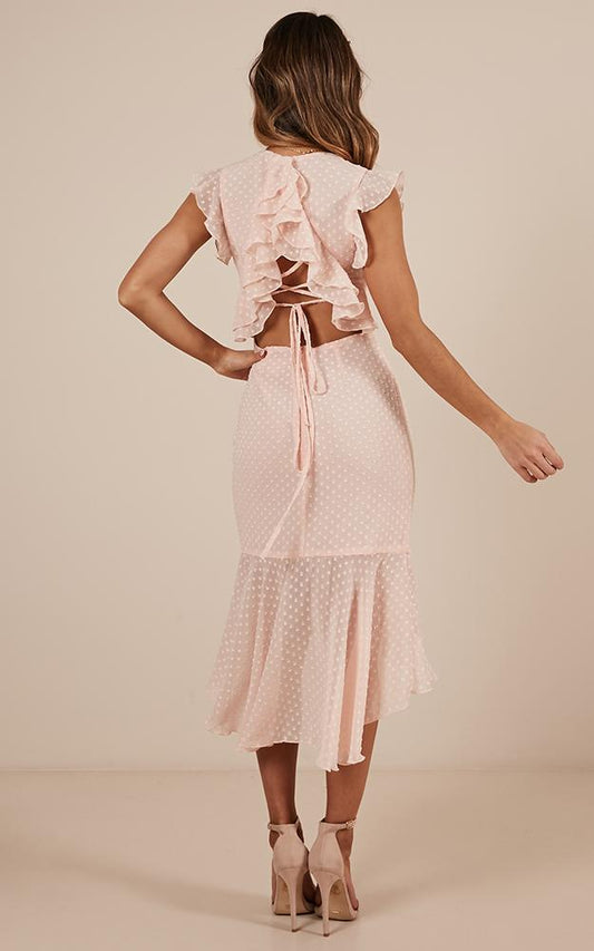 Tighten The Strings Dress In Blush