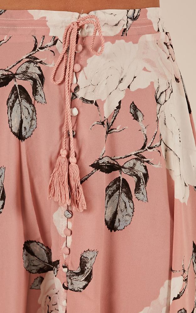 Flying On Neverland Maxi Skirt In Dusty Pink Floral