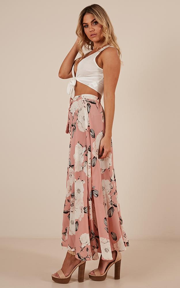 Flying On Neverland Maxi Skirt In Dusty Pink Floral