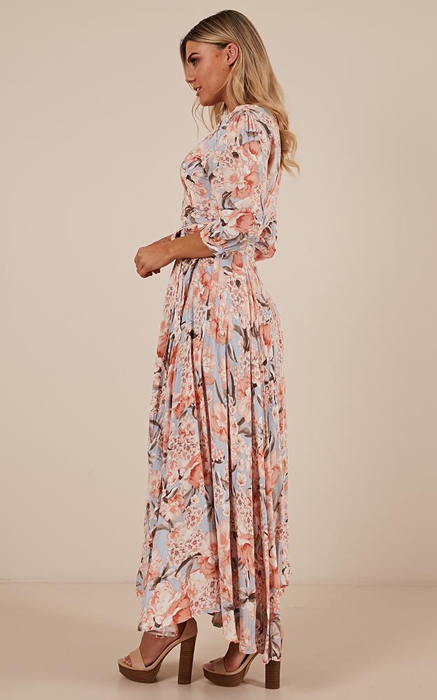 Cover Me Up Maxi Dress In Peach Floral