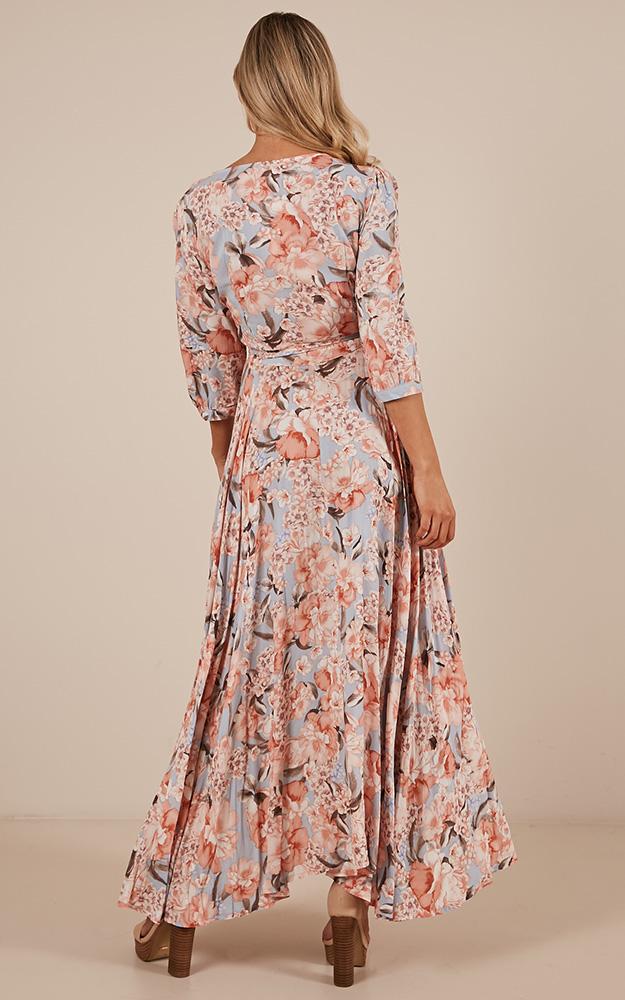 Cover Me Up Maxi Dress In Peach Floral