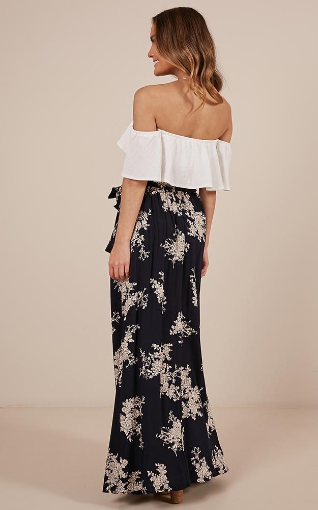 Breath Of Fresh Air Maxi Skirt In Navy Floral