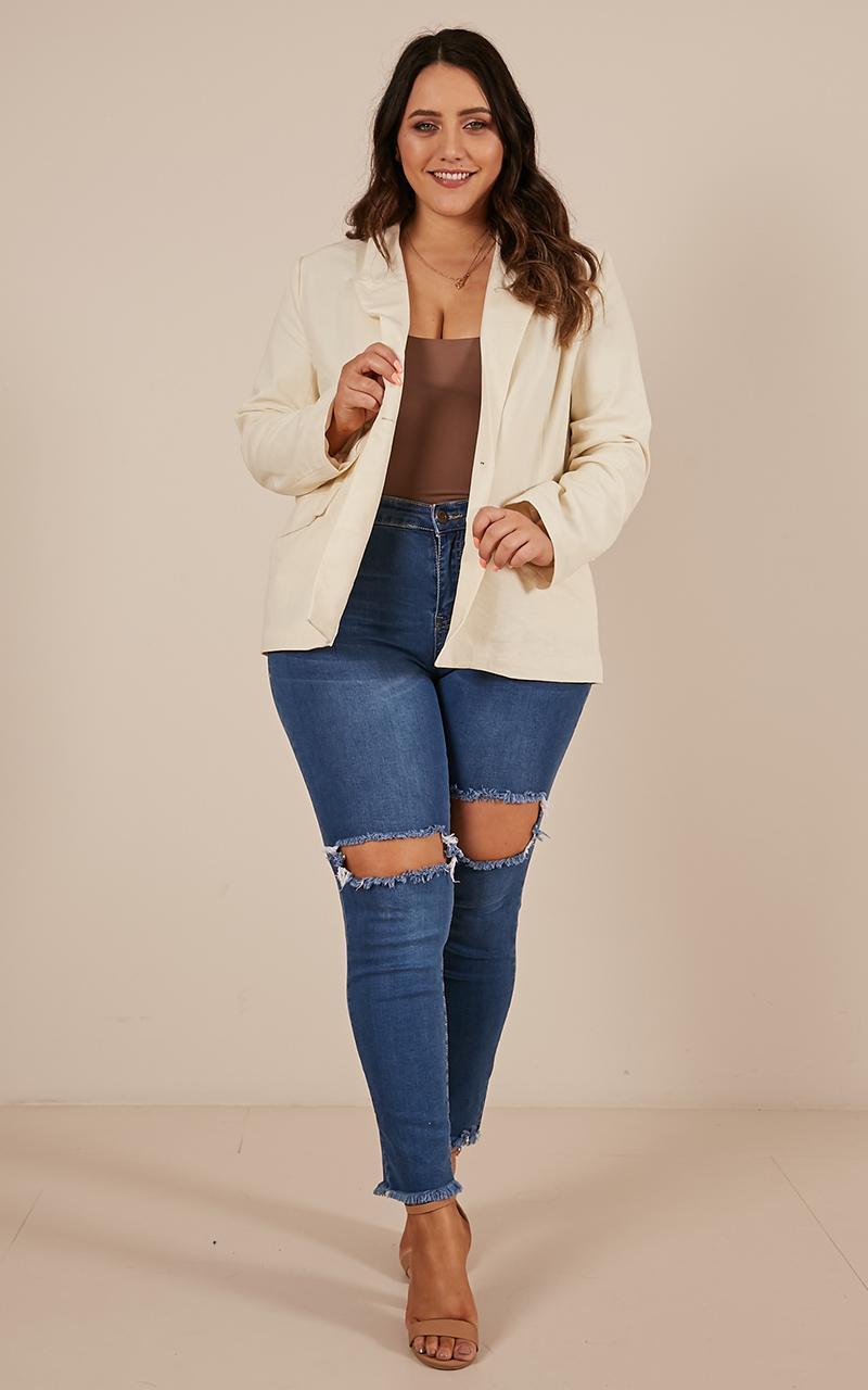 Chill Fighter Blazer In Cream Linen Look
