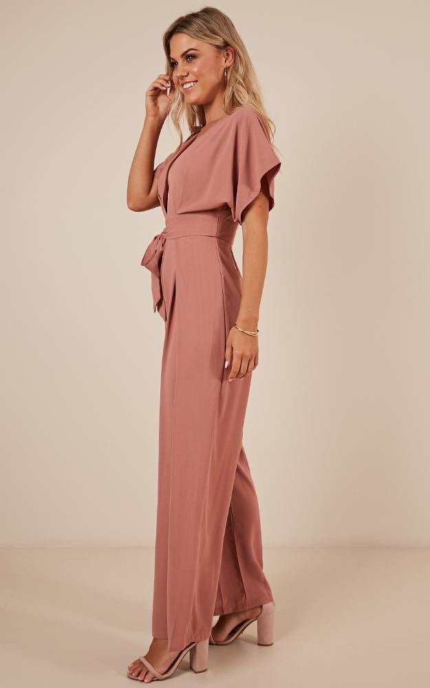 Bad Timing Jumpsuit In Dusty Rose