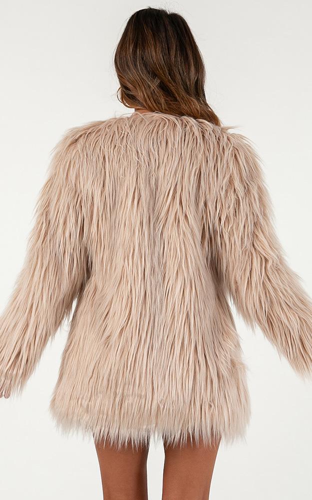 Empire State Faux Fur Jacket In Beige