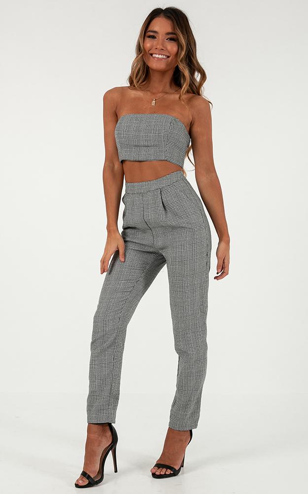 Bad And Boujee Two Piece Set In Black Houndstooth