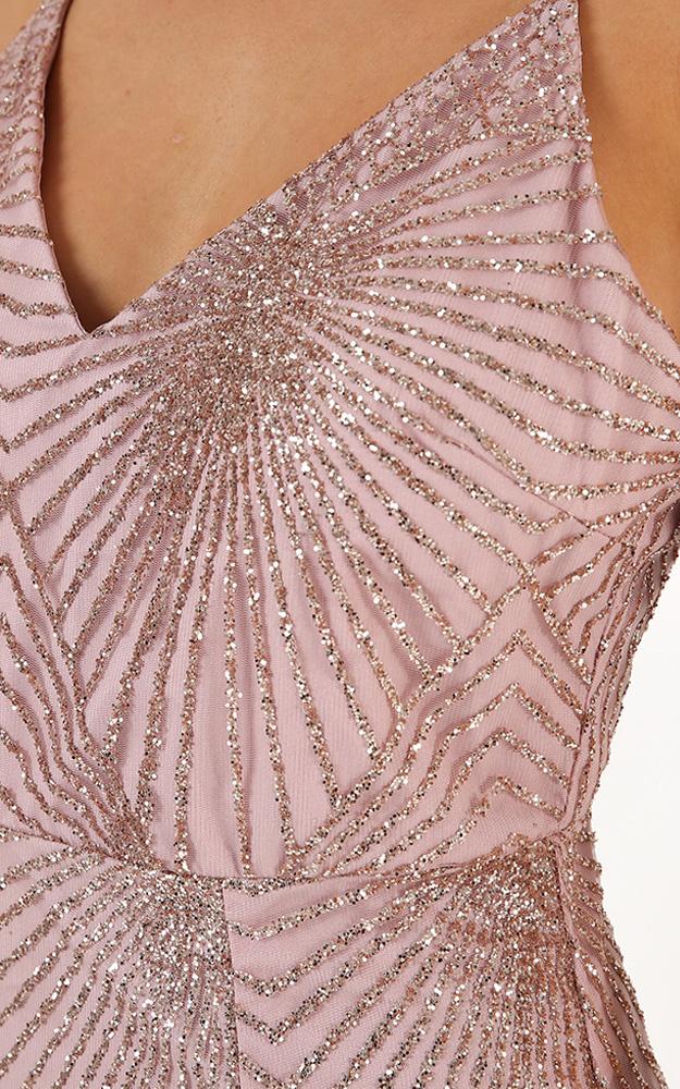Shine Bright Dress In Rose Gold