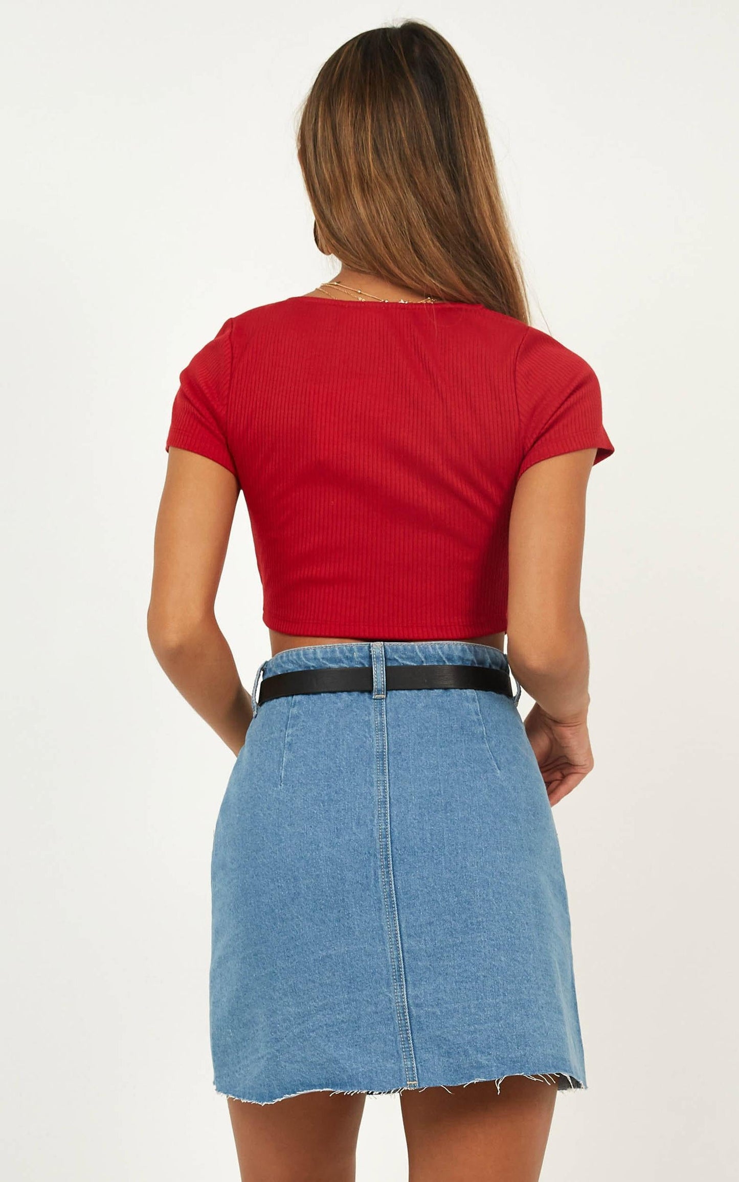 Predictable Tie Front Top In Red