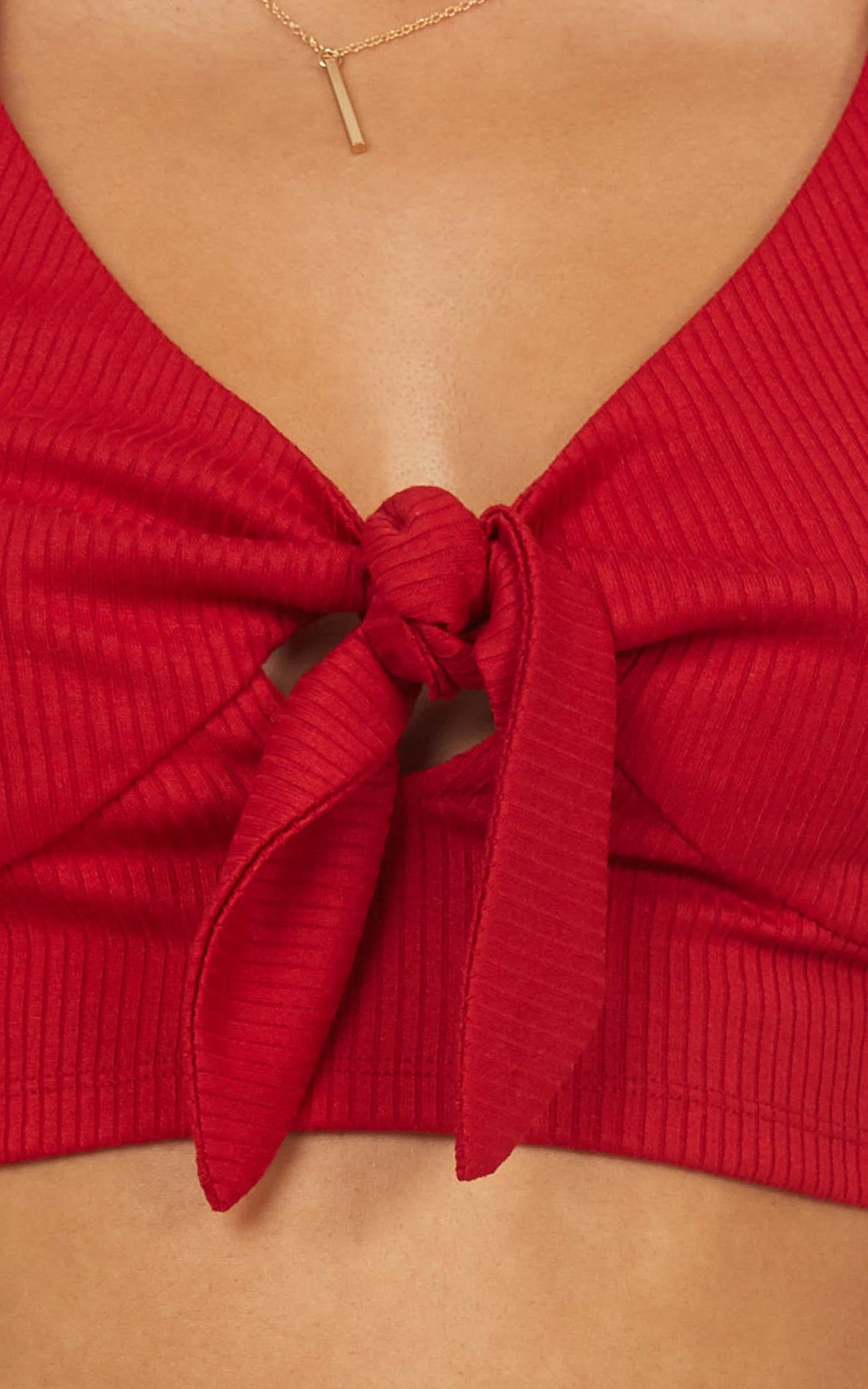 Predictable Tie Front Top In Red