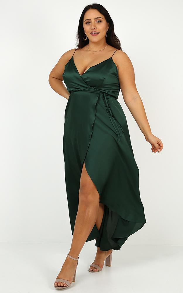The Countess Dress In Emerald Satin