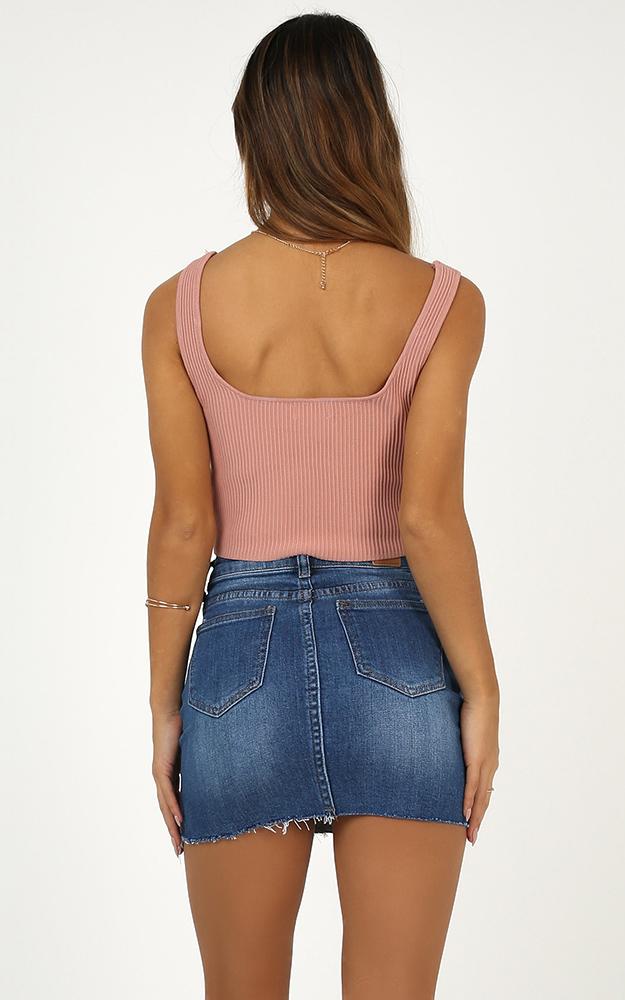Lost In Space Denim Skirt In Mid Wash