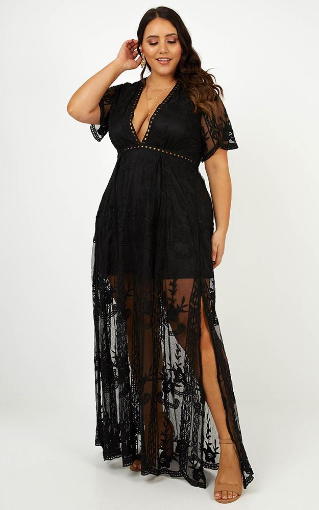 Love Spell Maxi Dress In Black Lace