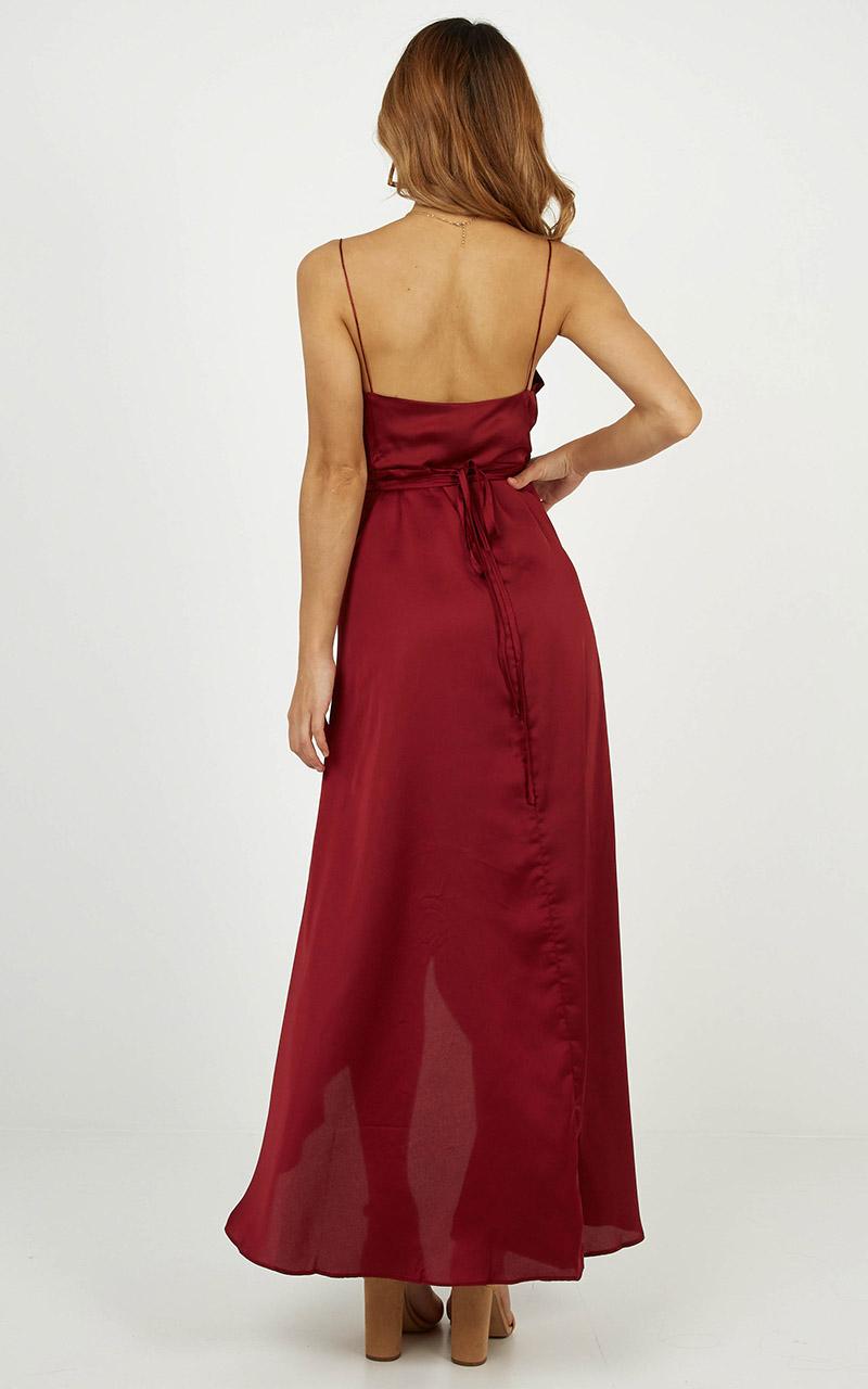 The Countess Dress In Wine Satin
