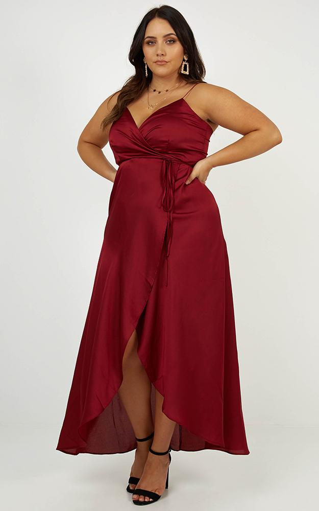 The Countess Dress In Wine Satin