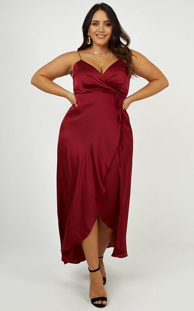 The Countess Dress In Wine Satin