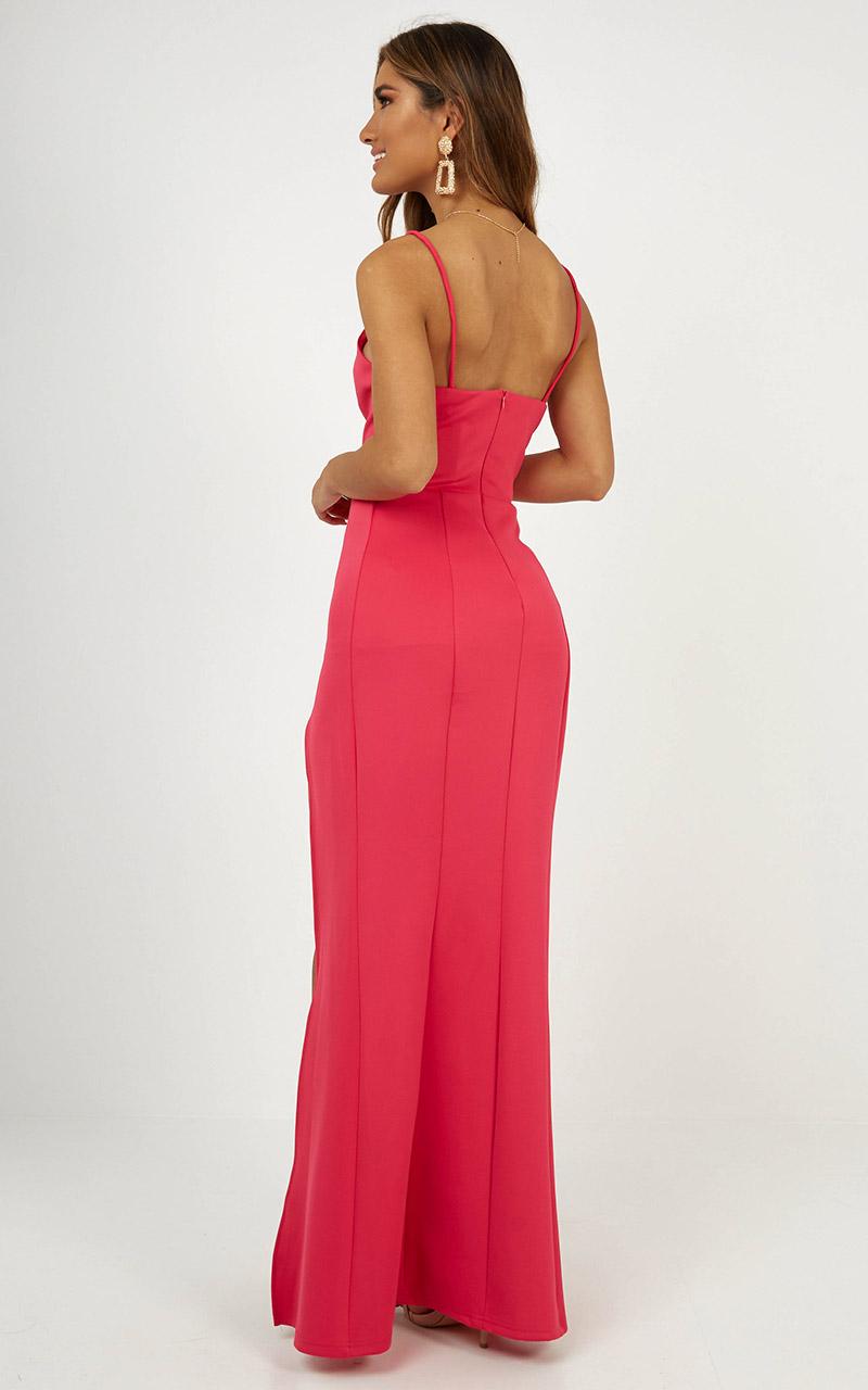 Dare To Dream Split Maxi Dress in Hot Pink