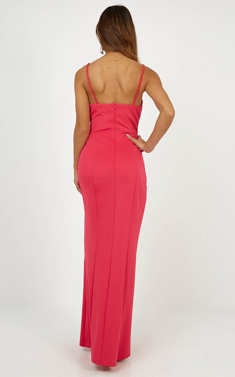 Dare To Dream Split Maxi Dress in Hot Pink