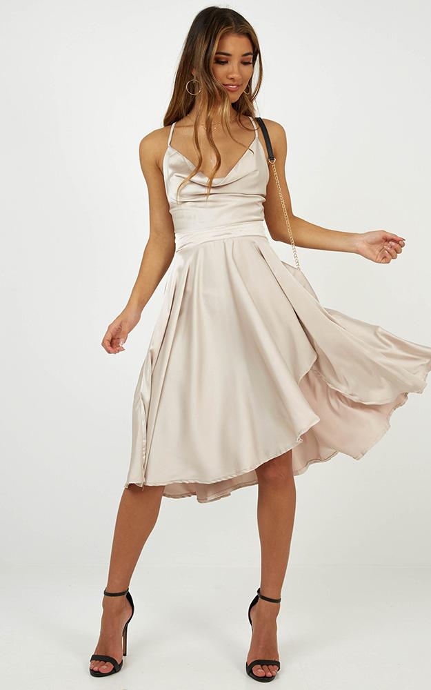 Something In The Water Dress In Champagne Satin