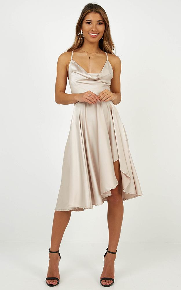 Something In The Water Dress In Champagne Satin