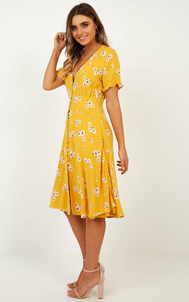 Call Me In Dress In Yellow Floral