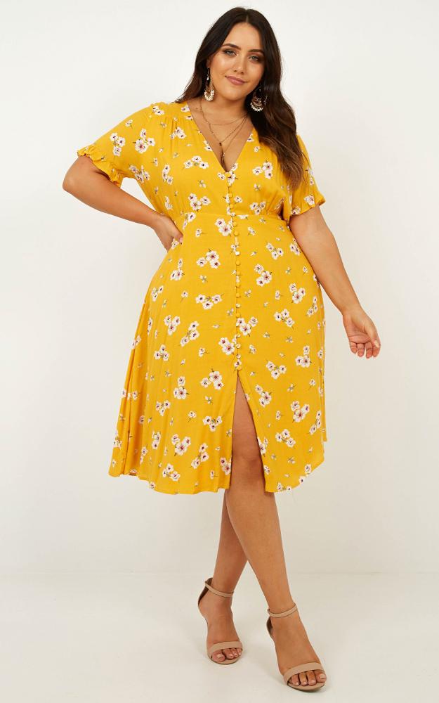 Call Me In Dress In Yellow Floral