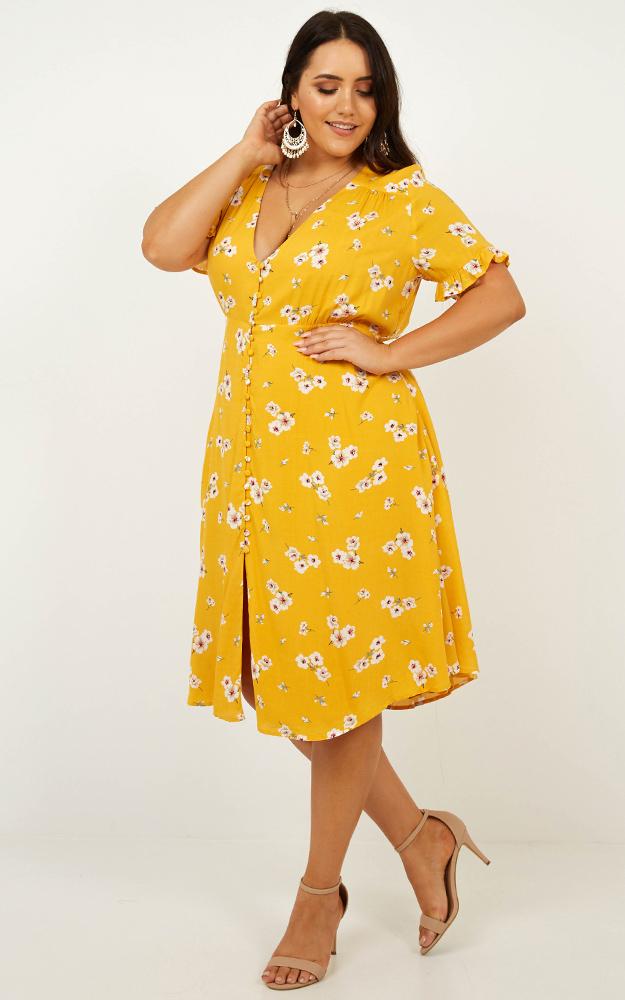 Call Me In Dress In Yellow Floral
