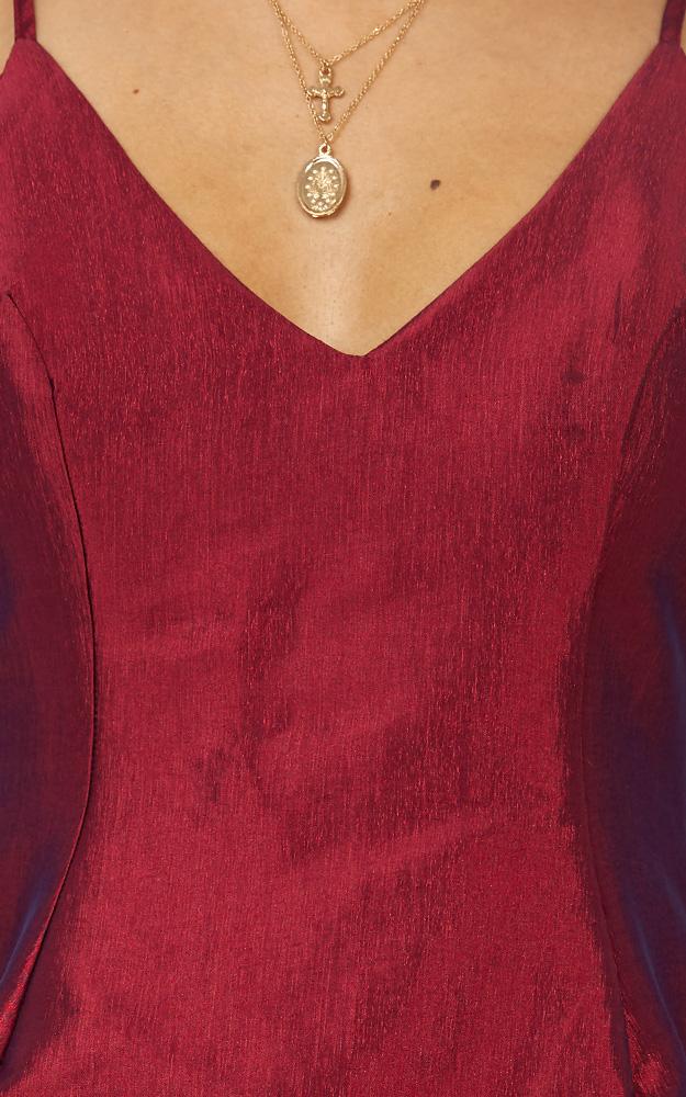 Casino Royal Dress In Wine Satin
