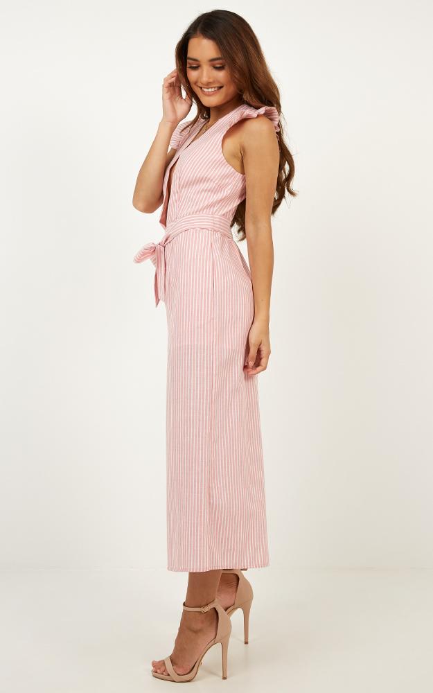 Book Me In Jumpsuit In Pink Stripe