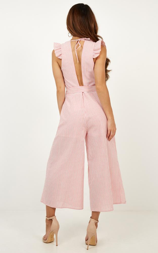 Book Me In Jumpsuit In Pink Stripe