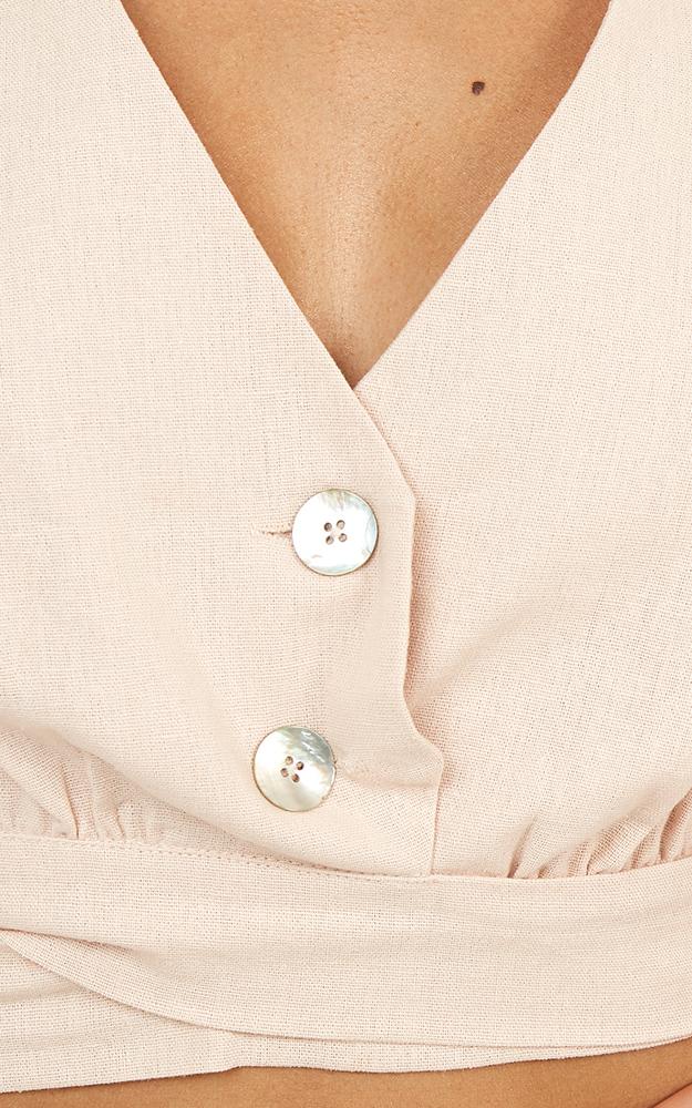 Write Me A Melody Top In Blush Linen Look