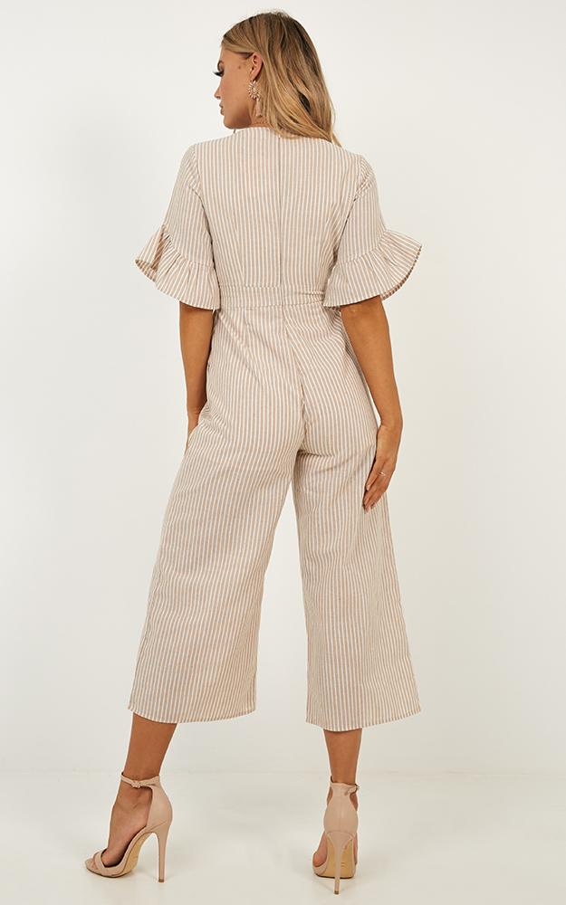 Respect Jumpsuit In Beige Stripe