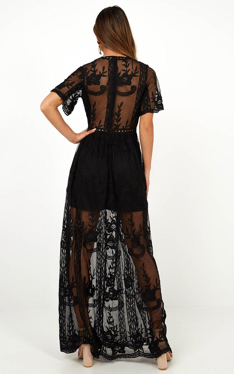 Love Spell Maxi Dress In Black Lace