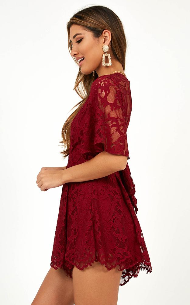 Break the Bar playsuit in wine lace