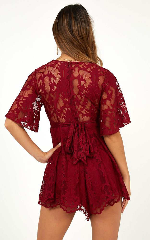 Break the Bar playsuit in wine lace