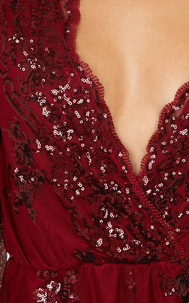 What Comes Around Playsuit in Wine Sequin
