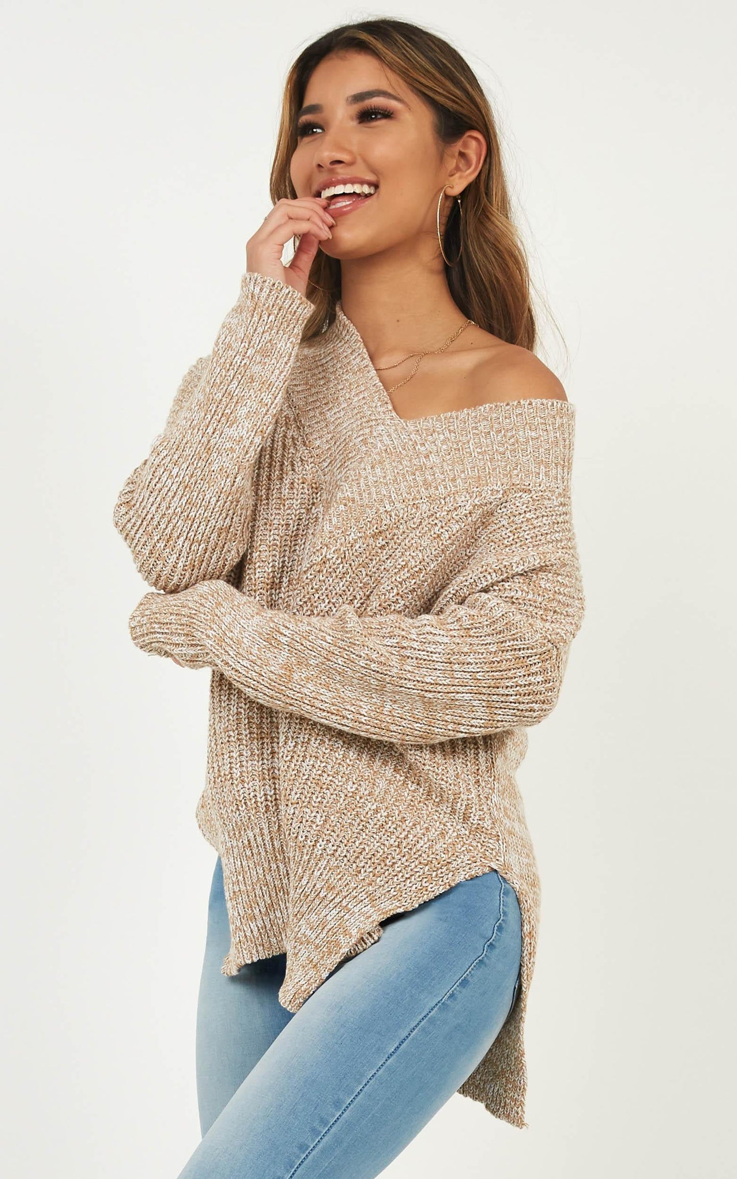 With Conviction Knit In Mocha Marle