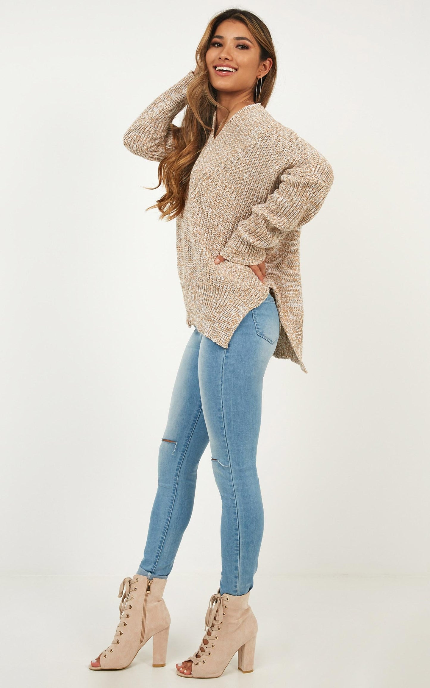 With Conviction Knit In Mocha Marle