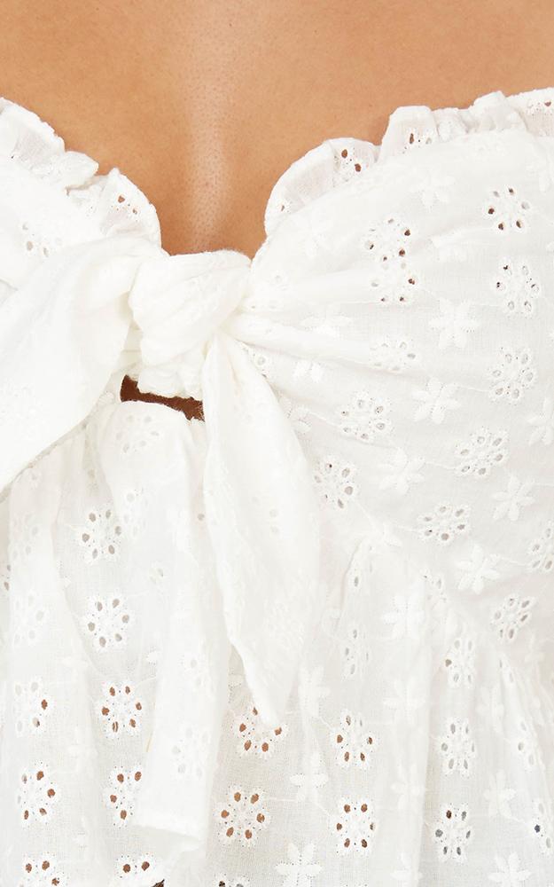 Aneta Top In White Embroidery